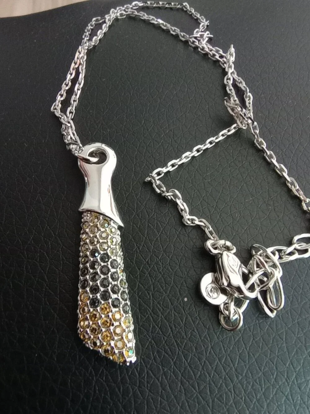 Swarovski crystal ombre effect drop pendant, sterling silver, pave set signed